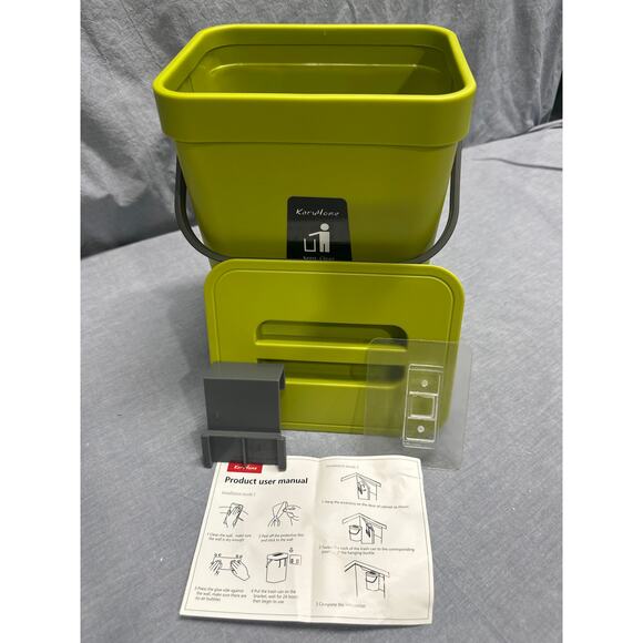 Compost Bin Bucket for Kitchen, Hanging Small Trash Can with Lid- Green - Picture 2 of 5